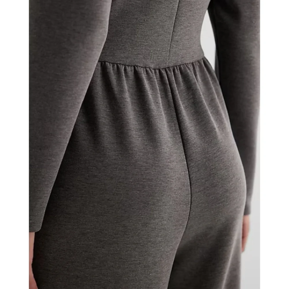 Express Luxe Lounge Long Sleeve Surplice Wide Leg Jumpsuit‎